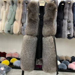 Lyx Höst Kvinnor Väst Real Fox Fur Gilet Fashion Original Fox Fur Waistcoat Kvinna Vinter Outwear Coat Ärmlös Fur Jacka 201212