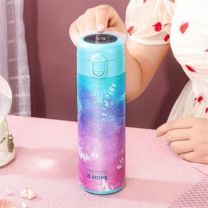 450ML Smart Thermos Water Bottle Led Digital Temperature Display Stainless Steel Coffee Thermal Mugs Intelligent Insulation Cups 201221