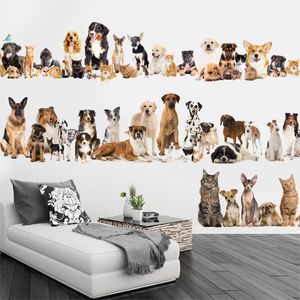 Wholesale wall murals cats resale online - Cute Simulation Small Animal Wall Stickers Living Room Bedroom Dog Cat Movable Decal Mural Home Room DIY Decorative Poster LJ201128