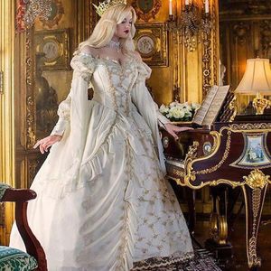 Vintage średniowieczne arabskie suknie ślubne księżniczki suknia kulkowa gotycka suknia ślubna koronki z sukni ślubnych na ramię