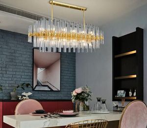 Nowoczesny prostokąt złoty kryształowy żyrandol oświetlenie jadalnia luksusowe żarówki led salon lampa domowa oprawa oświetleniowa