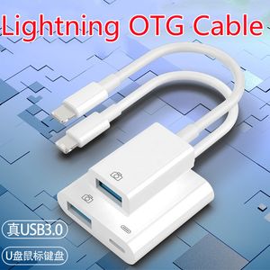 Puerto De Datos Usb al por mayor-OTG Adaptador Lightning Cables Cable para iPhone x XR Iluminación de iPad al conector de cámara USB con convertidor de datos de puerto de carga Teclado de disco U