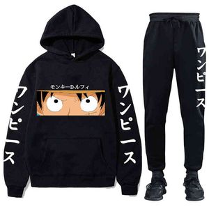 Anime Tek Parça Eşofman Anime Hoodie ve Sweatpants Sonbahar Ve Kış erkek Uzun Kollu Gevşek Kazak Sweatshirt H1227