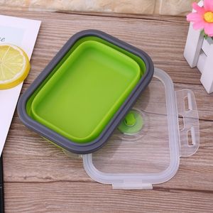 50 pçs / lote GRÁTIS DHL / FedEx Shipping Silicone Dobrável Bento Bento Lancheira Colaborável Lancheira Portátil Louça de Louça Refeição Recipiente de alimentos para cozinha