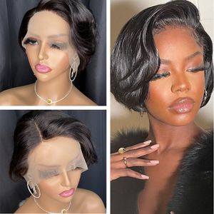 Body Wave Transparent Pixie Cut Wigs T Part Brazilian Remy Human Hair Wig Short Bob Wig Preplucked For Black Women