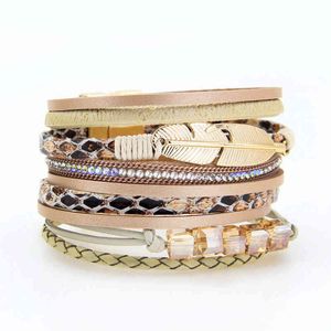 Bangle Charm Braclets 2021 стиль женского бисера мода сплава перо многоцветные украшения