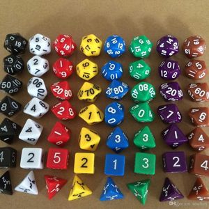 7-Piece Creative Multicolor RPG Game Dice Set with Mixed White D4 D6 D8 D10 D12 D20 for DND Games (SC133)