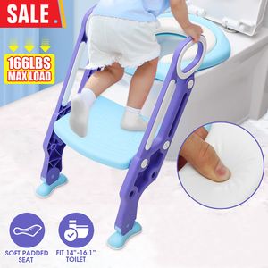 4 Color Kid Children Folding Toilet Training Step Stools Seat Foldable Potties Seat With Adjustable Ladder Safe Handles Soft Pad LJ201110