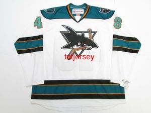 Stitched Custom Hertl Worcester Sharks Vit CCM Hockey Jersey Lägg till några namnnummer Mens Kids Jersey XS-5XL