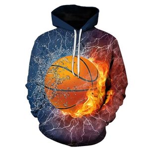 Novo Basquete de Chama Vermelha / Hoodie 3D Sweatshirt Blue Chama Masculino e Hoodies Verão e Outono Hoodies 201020