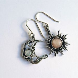 Orecchini sole e luna della Boemia Orecchini pendenti in cristallo color argento Orecchini femminili Boho Fashion Jewelry Regalo per lei