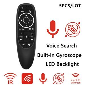 5 pcs G10S Pro Voz Air Rato 2.4G Sem Fio Backlit Gyroscope IR Aprendendo Controle Remoto Inteligente para Android Caixa de TV HK1 H96 Max1