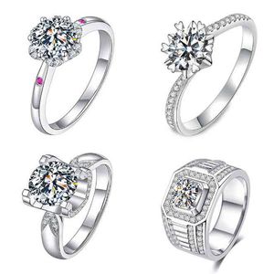 Imitazione Mosangshi Eight Heart Arrow Ring Women's One Simple Six Claw Wedding Diamond Trasmissione in diretta