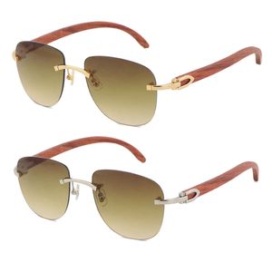 Neue Mode Holz Sonnenbrille Metall Gold Rahmen Klare Linse Gläser Brillen Randlose Plank Sonnenbrille Mit Box Fall Männliche und Weibliche