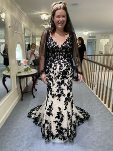 Gothic Schwarz-Weiß-Meerjungfrau-Hochzeitskleid, ärmellos, sexy, rückenfrei, Vintage-Brautkleider, Übergröße, Braut-Hochzeitskleider 2022, Vestido De Novia