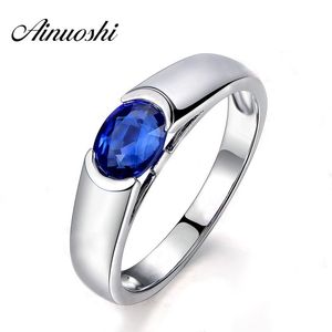 Ainuoshi Fashion 1.25 Carat Owalny Cut Blue Red Sona Solitire Pierścienie biały złoto Rose Gold Kolor Wesder Wedding Pierścienie zaręczynowe Prezent Y200106