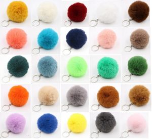 Mehrfarbiger 8 cm großer Kaninchenfell-Kugel-Schlüsselanhänger, Pom-Pom-Plüsch-Auto-Schlüsselanhänger, Handtaschen-Schlüsselanhänger, Anhänger, Schlüsselanhänger