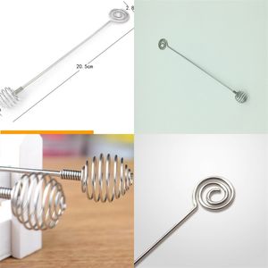 304 Stainless Steel Honey Spoon cm Solid Handle Screw Spin Stirring Rod Mini Prevent Rusting Egg Whisk Kitchen Accessories th M2
