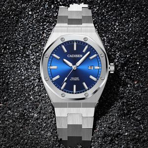 Cadisen 디자인 브랜드 럭셔리 남성 시계 기계 자동 파란색 시계 남자 100m 방수 빛나는 손목 시계 캐주얼 비즈니스 B1205