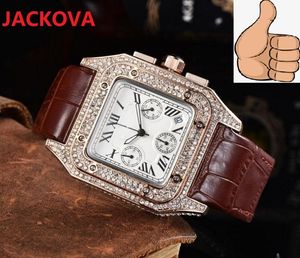 Wholesale wristwatch stopwatch for sale - Group buy Famous all dials working classic designer watch Crystal Diamonds Ring Women Men Watches Roman Square Dial man quartz clock stopwatch male gifts wristwatch