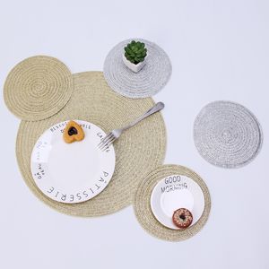 European Round Placemat With Gold Silver Sequin Cup Coaster Insulation Pad Table Decorative Accessories T200703