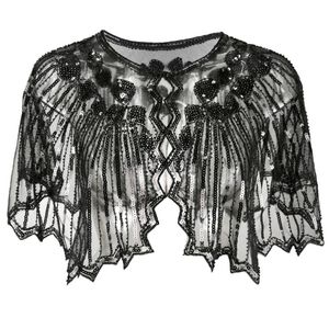 Festa di lusso a Dancing Party Cape Tippet Donne Scialle Scialle Paillettes Capo Sciarpa Moda Cloak Wrap Art Deco Flapper Cover Up