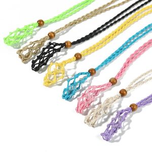 Favore collana intrecciata a mano in cera cavo cavo pendenti in tessuto monili fai da te artigianato di gioielli con perline in legno decorazione del collo da donna 8 colori