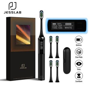 Ekranlı Elektrikli Diş Fırçası toptan satış-Jesslab Sonic Elektrikli Diş Fırçası Süper Akıllı Mod IPX7 Yetişkin Ultrasonik Otomatik Lndüktif Şarj OLED Ekran