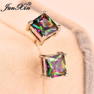Wholesale male studs for sale - Group buy Stud Female Male Rainbow Crystal Princess Square Earrings For Men Women Wedding Ear Studs Stacking Bone Jewelry1