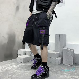Mäns Shorts 2022 Sommarlastbyxor Män Harajuku Fashion Streetwear Hip Hop Punk Man Byxor Band Svart Militär Kläder