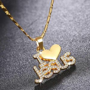 Pendant Necklaces Fashion Religious I Love Jesus Necklace For Women Gold/silver/rose Gold Christian Jewelry Accessories Gift1