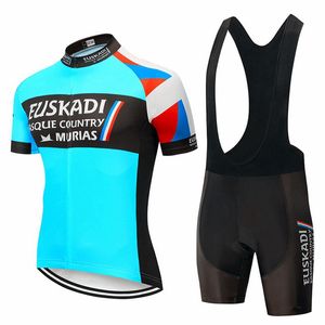 Pro Takımı EUSKADI Bisiklet Jersey Erkekler Set Yaz Kısa Kollu Bisiklet Gömlek Önlüğü Şort Takım Hızlı Kuru Yol Bisiklet Giyim Spor Üniforma Y21031