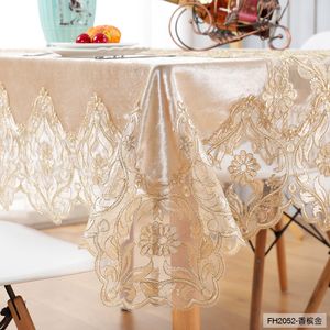 European High-grade Velvet Table Cloth Rectangular Round Square Embroidery Tablecloth Coffee Tea Table Cover Home Decor Towels T200707