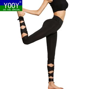 YOOY Donne Yoga Pantaloni Sport Leggings Fitness Croce Vita alta Balletto Danza Fasciatura stretta Yoga Pantaloni corti Ballerina Sportswear 201202
