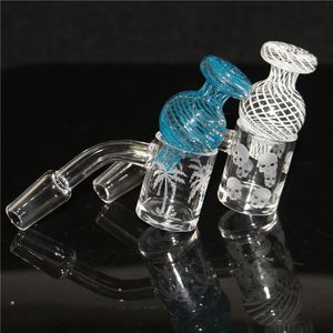 Muster 25mm Smoking Quartz Banger mit Glas-Vergaserkappe 10mm 14mm männlich weiblich Rauchnagel Banger für Bongs Wasserpfeife Dab Rig