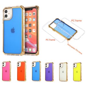 Electroplate 케이스 클리어 커버 3in1 TPU iPhone13 12 미니 프로 최대 11 XR XS 8 Samsunggalaxys21 Plus Ultra A11 A31 A01 A12 A32 A51 A71 A52 A72 Xiaomi