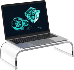 Acryl Clear Game Computer Laptop Stand Riser 15 Multifunktionaler Desktop Platzsparender Ständer Organizer Kompatibel mit MacBook 13 Zoll 14 Zoll 15,6 Zoll Laptops TVs