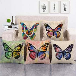 Pillowcases Butterfly Printed Cushion Covers Linen Pillow Case Linen Seat Back Bedding Decor Home Decorative 45x45cm ZYY233