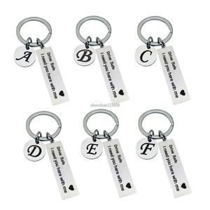 Drive safe English Initial key rings Stainless Steel Tag keychain holders handbag hangs women men fashion jewelry will and sandy gift