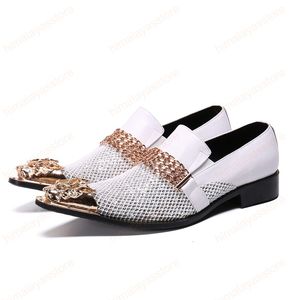 Luksusowe Włoskie Męskie Buty Biznesowe Wskazane Toe Formalne Buty Sukni Metal Charm Comfort Oryginalne Skórzane Party Mężczyźni Buty