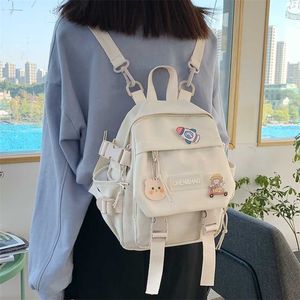 Escola pequena mochila feminina meninas bolsa impermeável nylon moda japonesa casual menina jovem menina feminina mini 202211