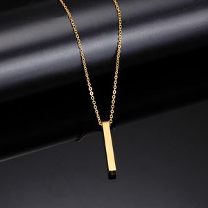 Personalized Custom Engraving Long Stick Pendant Necklace Stainless Steel Cylinder Figure Custom Label Jewelry Lovers Gifts 2021