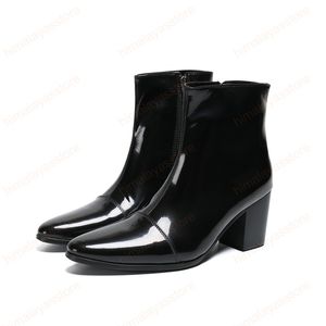 Pointed Toe Genuine Leather Male Short Boots Men's Classical Black Plus Size Ankle Boots Men Party Formal Boots