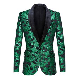 Plus Size Men's Velvet Embroidery Gold Green Blue Purple Sequins Blazer Evening Party Bar Night Club Singer Host Suit Jacket Formal Tuxedo