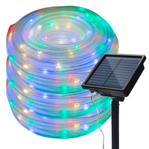50/100 LEDs Solar Powered Rope Tube String Lights Outdoor Waterproof Fairy Lights Garden Garland For Christmas Yard Decoration 201127