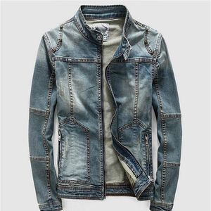 Jaquetas dos homens 2021 de alta qualidade Primavera / outono jaqueta jaqueta casaco homens magro encaixe jeans outerwear vintage stand colarinho tamanho m-3xl