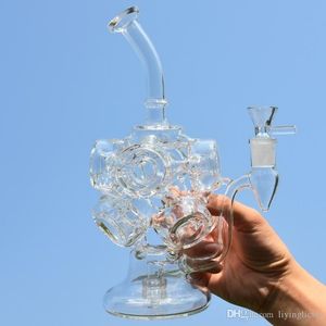 9,4 cala palenia Rury Recycler Oil Dab Rigs Przezroczyste Shisha Foothahs 8 Circle Grube Szkło Bongs Wyczyść 14mm Rury wodne Prezenty dla palaczy