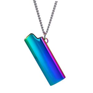 Colorful Cool Necklace Pendant Holster Lighter Shell Sleeve Protective Case Skin Portable Holder For Cigarette Herb Bong Smoking Tool