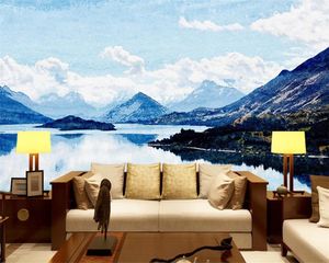3d tapet sovrum dekorativ målning av vacker snö berg sjö landskap atmosfärisk dekoration 3d tapeter