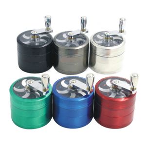 4 camadas Herb Tobacco Moedor 55 / 63mm moedor de fumaça de fumaça de fumaça manivela Muller moinho de polinizador acessórios para fumar